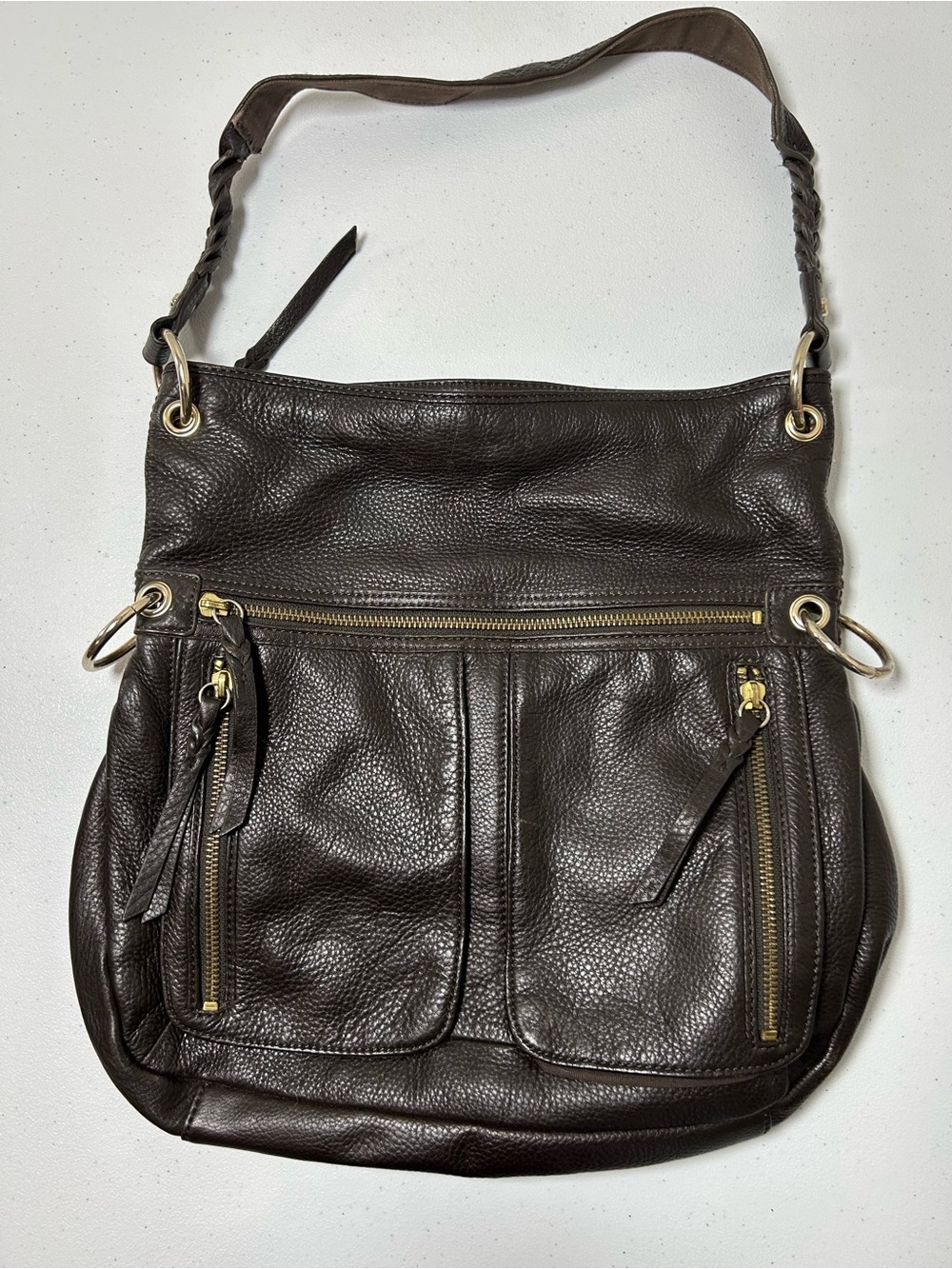 The Sak Classic Dark Brown Leather Shoulder Bag Purse